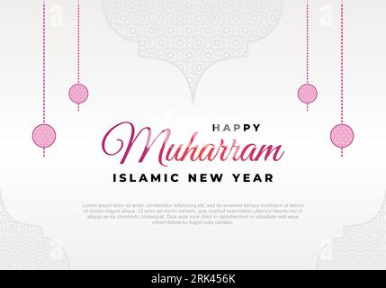 Nouvel an islamique, fond de carte de voeux joyeux festival muharram. Illustration de Vecteur