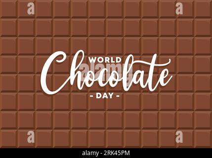 Fond dessiné à la main de la journée mondiale heureuse du chocolat sur la barre de chocolat. Illustration de Vecteur