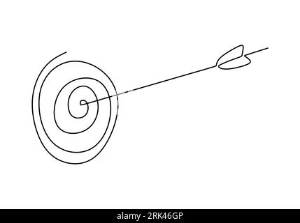 One continuous single line hand drawing of arrows aim isolated on white background. Stock Vector