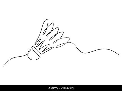 One continuous single line of badminton for sport theme isolated on white background. Stock Vector