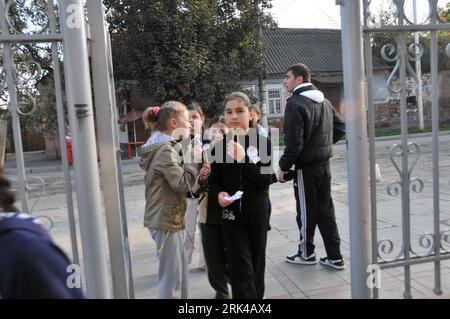 Bildnummer: 53607971  Datum: 24.10.2009  Copyright: imago/Xinhua (091118) -- MOSCOW, Nov. 18, 2009 (Xinhua) -- The picture shows a view of the doorway of my school and I took the picture on Oct. 24, 2009. My name is Ruslan Salhazanov and I am 12 years old. I now study at the No. 8 School in Beslan, a small city in Russia s North Ossetia, where a deadly hostage siege happened on Sept. 1, . The incident claimed the lives of , including my mother and baby sister. I ran out from a giant hole on the wall and survived the tragedy. That is the most terrible experience I have. My relatives now include Stock Photo