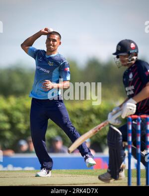 Radlett CC, 22 août 2023. Ben Mike The Metro Bank One Day Cup - Middlesex vs Yorkshire Vikings Banque D'Images