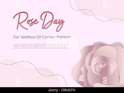 Fond de jour de rose pour le bien-être du patient cancéreux avec fleur violette. Illustration de Vecteur