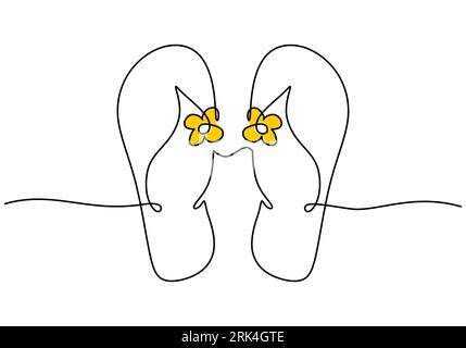 One continuous single line of woman sandals isolated on white background. Illustration de Vecteur