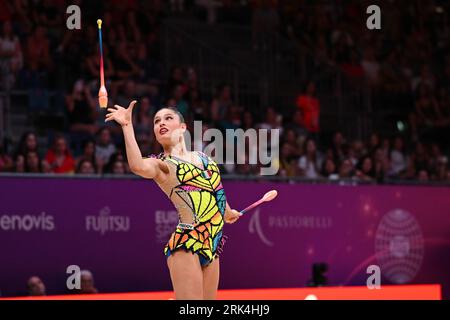 Valencia, Espagne. 23 août 2023. WCH rythmique capturée à Fira, Valence le 24 août 2023 par Filippo Tomasi Photographie lors de gymnastique rythmique - Championnats du monde - individuels, gymnastique à Valence, Espagne, août 23 2023 crédit : Agence photo indépendante/Alamy Live News Banque D'Images