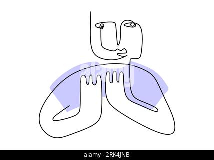 Une ligne de pose primordiale isolée sur fond blanc. Dessin à la main d'une seule ligne continue. Illustration de Vecteur