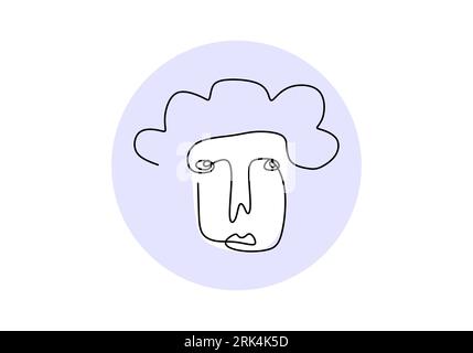 Une ligne d'homme primordial isolé sur fond blanc. Dessin à la main d'une seule ligne continue. Illustration de Vecteur