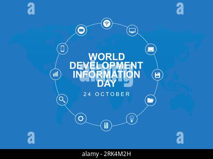 Contexte de la journée mondiale de l'information sur le développement avec icône d'information. Illustration de Vecteur