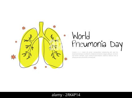 Fond de la journée mondiale de pneumonie avec gros poumon. Illustration de Vecteur