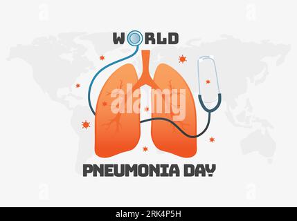 Fond de la journée mondiale de pneumonie avec de gros poumons. Illustration de Vecteur