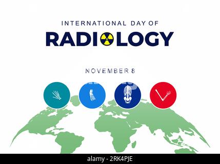 Journée internationale de radiologie célébrée le 8 novembre. Illustration de Vecteur