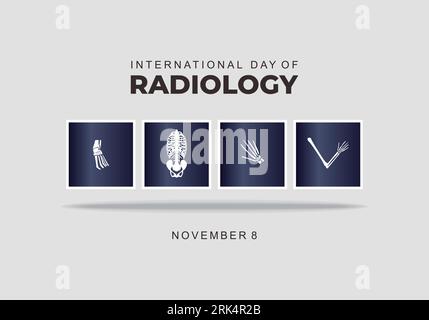 Journée internationale de radiologie célébrée le 8 novembre. Illustration de Vecteur