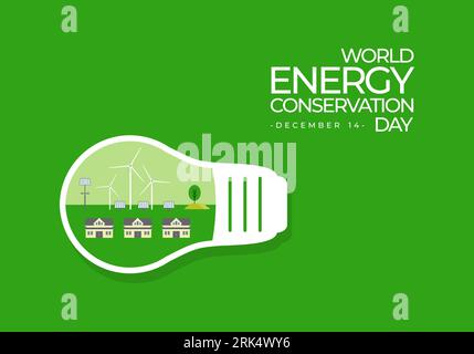 Contexte de la journée nationale de conservation de l'énergie célébrée le 14 décembre. Illustration de Vecteur