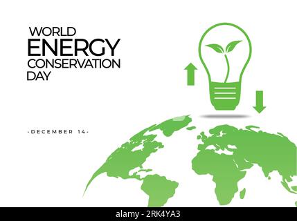 Contexte de la journée nationale de conservation de l'énergie célébrée le 14 décembre. Illustration de Vecteur
