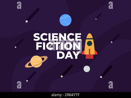 Affiche de bannière de fond du jour de la science-fiction célébrée le 2 janvier Illustration de Vecteur