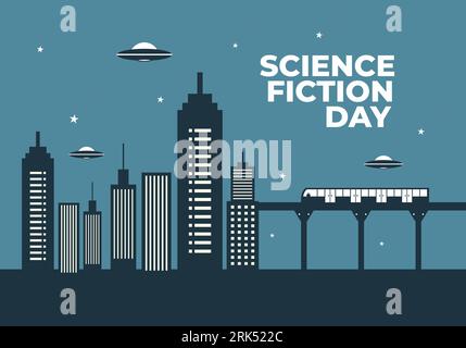 Affiche de bannière de fond du jour de la science-fiction célébrée le 2 janvier Illustration de Vecteur