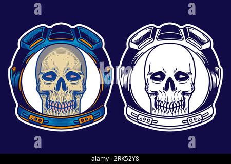 illustration vectorielle de casque d'astronaute de port de tête de crâne Illustration de Vecteur