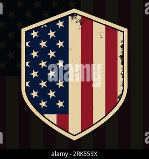 Fier US 4 juillet T-shirt Veteran T-shirt Design | US Army Navy illustration vectorielle de vétéran avec nous drapeau pour t-shirt, affiche | American Veteran Illustration de Vecteur