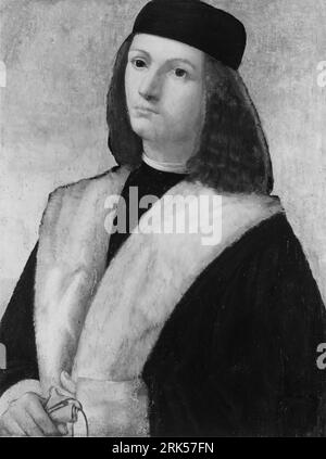 Portrait d'un jeune homme avec collier de fourrure circa 1505 Renaissance (14e siècle–17e siècle) par Marco Basaiti Banque D'Images