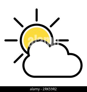 Icône simple de soleil et de nuage, illustration vectorielle plate pour icône web météo Illustration de Vecteur