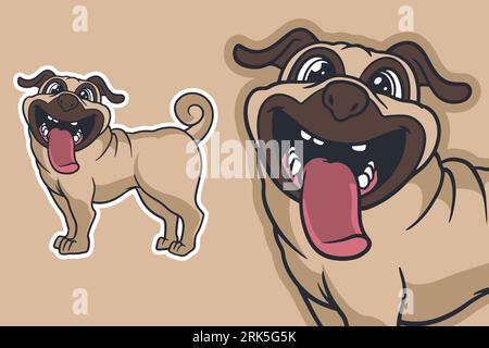 pug chien illustration vectorielle style de dessin animé Illustration de Vecteur