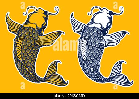 style de dessin animé d'illustration vectorielle de poisson koi doré Illustration de Vecteur