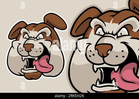 bulldog tête mascotte illustration vectorielle style de dessin animé Illustration de Vecteur