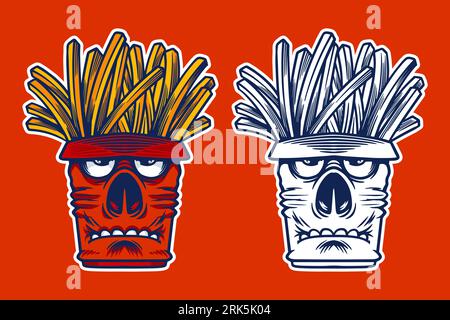 tribe french fries illustration vectorielle style de dessin animé Illustration de Vecteur