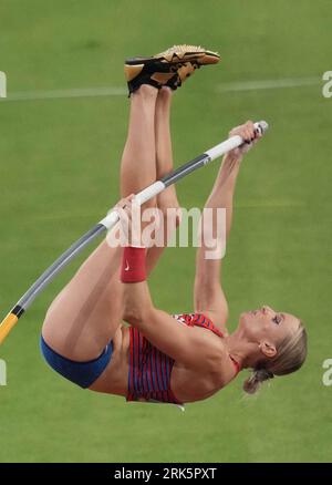 HANA MOLL des USA finale DU SAUT À LA PERCHE FEMMES lors des Championnats du monde d'athlétisme 2023 le 23 2023 août à Nemzeti Atletikai Kozpont à Budapest, Hongrie - photo Laurent Dairys / ABACAPRESS.COM Banque D'Images