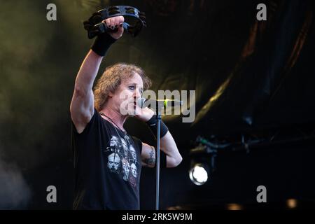 Trondheim, Norvège. 11th, août 2023. Le groupe de hard rock écossais Nazareth donne un concert au Sverresborg Folkemuseum de Trondheim. Ici, le chanteur Carl Sentance est vu en direct sur scène. (Crédit photo : Gonzales photo - Tor Atle Kleven). Banque D'Images