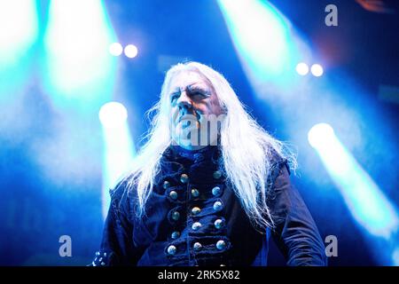 Trondheim, Norvège. 11th, août 2023. Le groupe de heavy Metal britannique Saxon donne un concert au Sverresborg Folkemuseum à Trondheim. Ici, le chanteur Biff Byford est vu en direct sur scène. (Crédit photo : Gonzales photo - Tor Atle Kleven). Banque D'Images