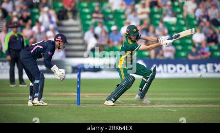 Radlett CC, 15 août 2023. La Metro Bank One Day Cup - Middlesex vs Notts Outlaws. Banque D'Images