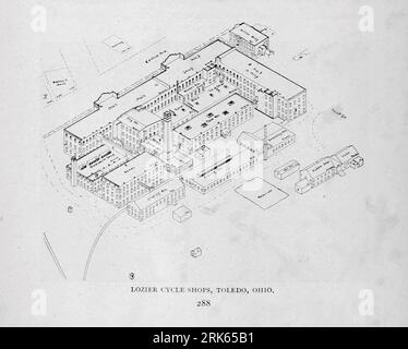 Lozier Cycle Shops, Toledo, Ohio from the Article MODERN MACHINE-SHOP ECONOMICS PRIME REQUISITES OF SHOP CONSTRUCTION By Horace L. Arnold from The Engineering Magazine DEVOTED TO INDUSTRIAL PROGRESS Volume XI October 1896 NEW YORK The Engineering Magazine Co Stock Photo
