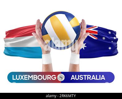 Concept de compétition de match de volley-ball des équipes nationales de Luxembourg vs Australie. Banque D'Images