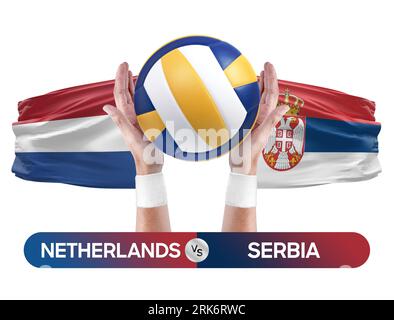 Pays-Bas vs Serbie concept de compétition de volley-ball des équipes nationales de volley-ball. Banque D'Images