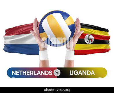 Pays-Bas vs Ouganda concept de compétition de volley-ball des équipes nationales de volley-ball. Banque D'Images