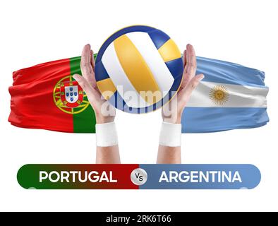 Portugal vs Argentine concept de compétition de volley-ball des équipes nationales de volley-ball. Banque D'Images