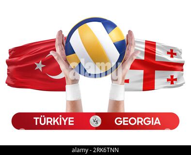 Turkiye vs Géorgie concept de compétition de volley-ball des équipes nationales de volley-ball de Géorgie. Banque D'Images