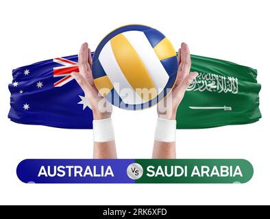 Australie vs Arabie saoudite concept de compétition de volley-ball des équipes nationales de volley-ball. Banque D'Images