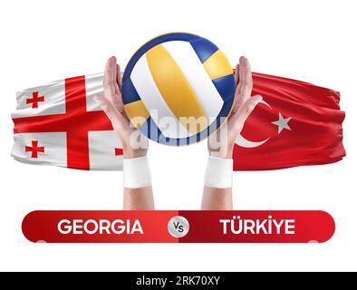 Géorgie vs Turkiye concept de compétition de volley-ball des équipes nationales de volley-ball. Banque D'Images