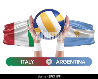 Italie vs Argentine concept de compétition de volley-ball des équipes nationales de volley-ball. Banque D'Images