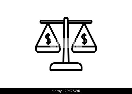 Icône Scale Money. Icône liée à crédit et prêt. convient pour la conception de site web, application, interfaces utilisateur, imprimable, etc Style d'icône de ligne. Vecteur simple Banque D'Images