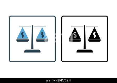 Icône Scale Money. Icône liée à crédit et prêt. convient pour la conception de site web, application, interfaces utilisateur, imprimable, etc Style d'icône solide. Vecteur simple Banque D'Images