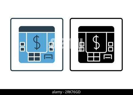 Icône distributeur automatique de billets. Icône liée à crédit et prêt. convient pour la conception de site web, application, interfaces utilisateur, imprimable, etc Style d'icône de ligne. Vecteur simple d Banque D'Images