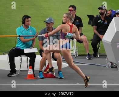 HANA MOLL des USA finale du SAUT À LA PERCHE FEMMES lors des Championnats du monde d'athlétisme 2023 le 23 2023 août à Nemzeti Atletikai Kozpont à Budapest, Hongrie - photo Laurent Dairys / DPPI Banque D'Images