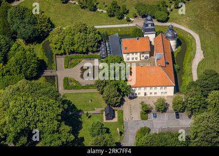 Vue aérienne, château à douves Haus Martfeld, Lindenberg, Schwelm, région de la Ruhr, Rhénanie du Nord-Westphalie, Allemagne, Burg, DE, Europe, Gräfte, photographie aérienne Banque D'Images