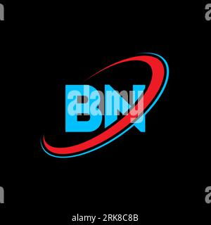 Logo BN B N lettre. Lettre initiale BN cercle lié majuscule monogramme logo rouge et bleu. Logo BN, design B N. bn, b n Illustration de Vecteur