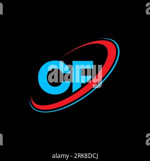 Logo CF C F lettre. Lettre initiale CF cercle lié majuscule monogramme logo rouge et bleu. Logo CF, conception C F. cf, c f Illustration de Vecteur
