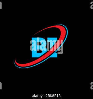 Logo de lettre BI B I. Lettre initiale BI cercle lié majuscule monogramme logo rouge et bleu. Logo BI, conception B I. bi, b i Illustration de Vecteur