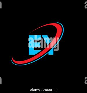 EY E Y letter logo design. Initial letter EY linked circle uppercase monogram logo red and blue. EY logo, E Y design. ey, e y Stock Vector